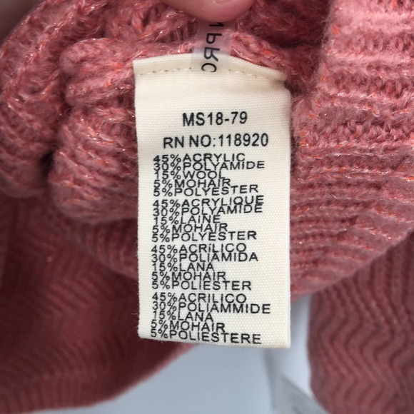 French Women's Knitted Crew Neck Pullover Sweater Long Sleeves Coral Medium NWT - Picture 5 of 6